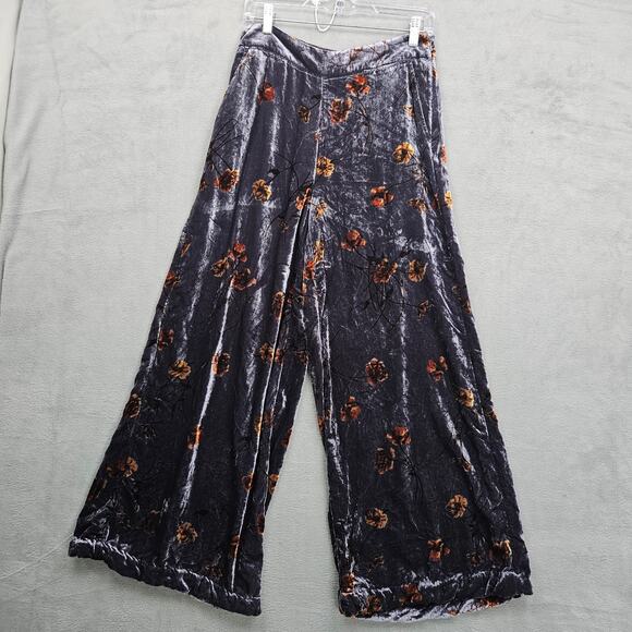 Anthropologie Pants - Anthropologie Ett Twa Jessie Velvet Wide Leg Pants Floral Burnout Boho Size Xs